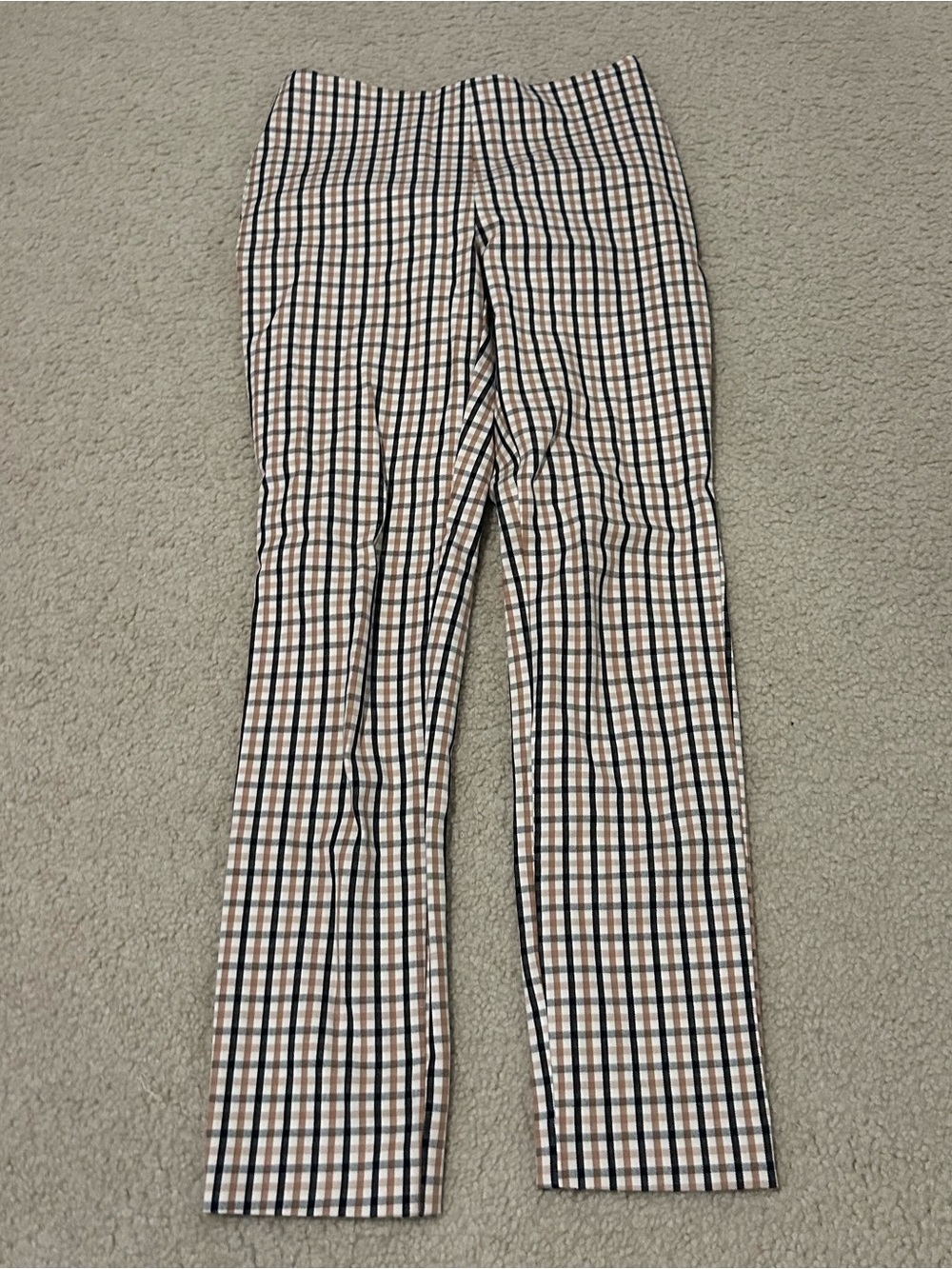 a new day Girls Plaid Stretch Pants - Navy, Cream, Tan